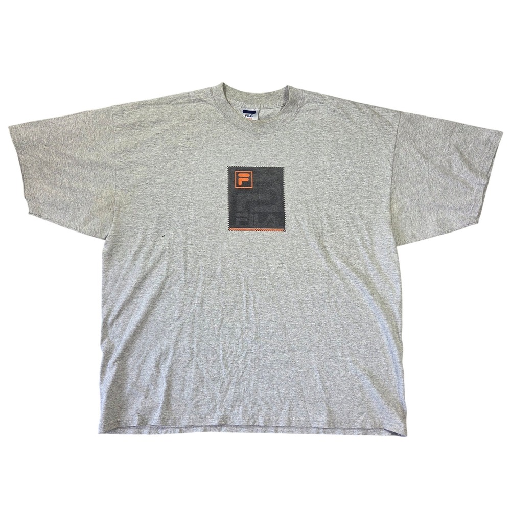 Vintage Fila Graphic T-Shirt Mens XL Heather Grey 90s Sportswear Boxy Y2k Skater